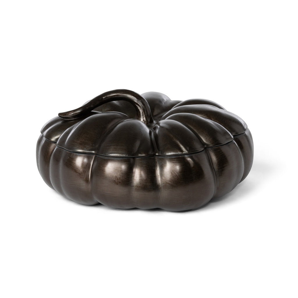 Bronze Lidded Ceramic Pumpkin Bowl Large - Bombay Mercantile
