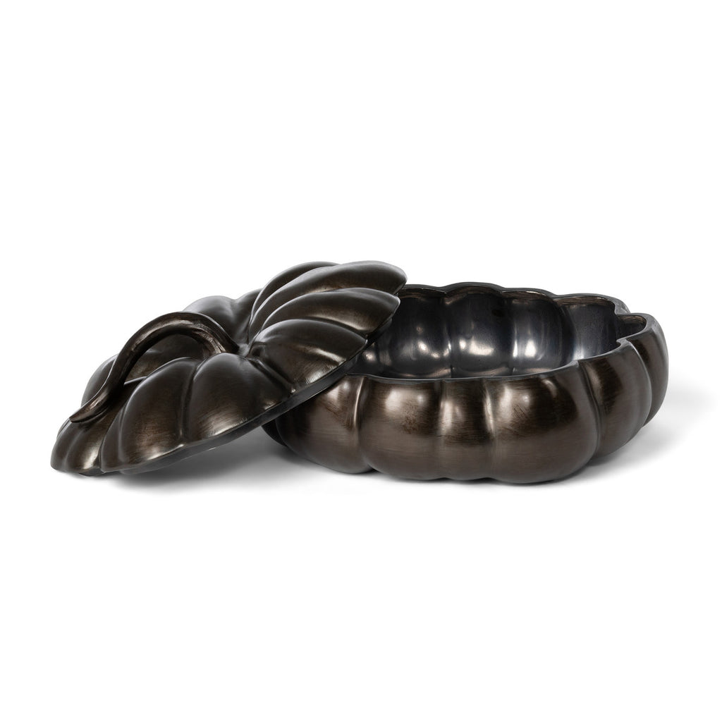Bronze Lidded Ceramic Pumpkin Bowl Large - Bombay Mercantile