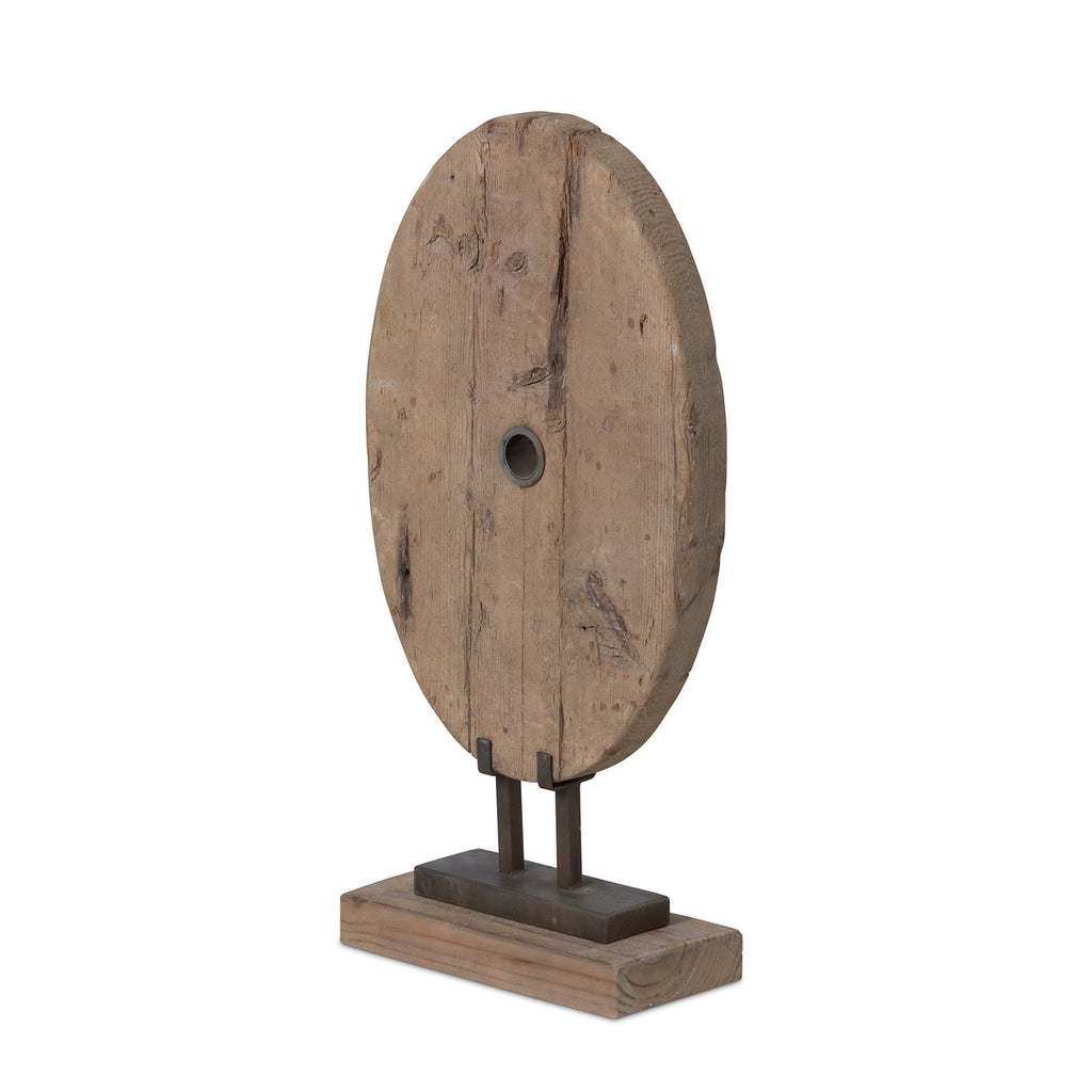 Found Wood Oval Mounted Sculpture - Bombay Mercantile