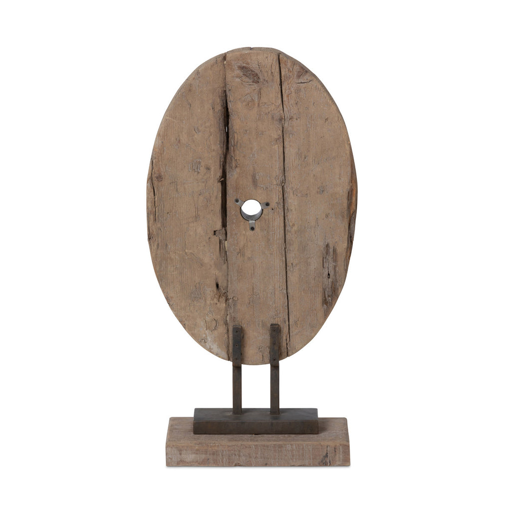 Found Wood Oval Mounted Sculpture - Bombay Mercantile
