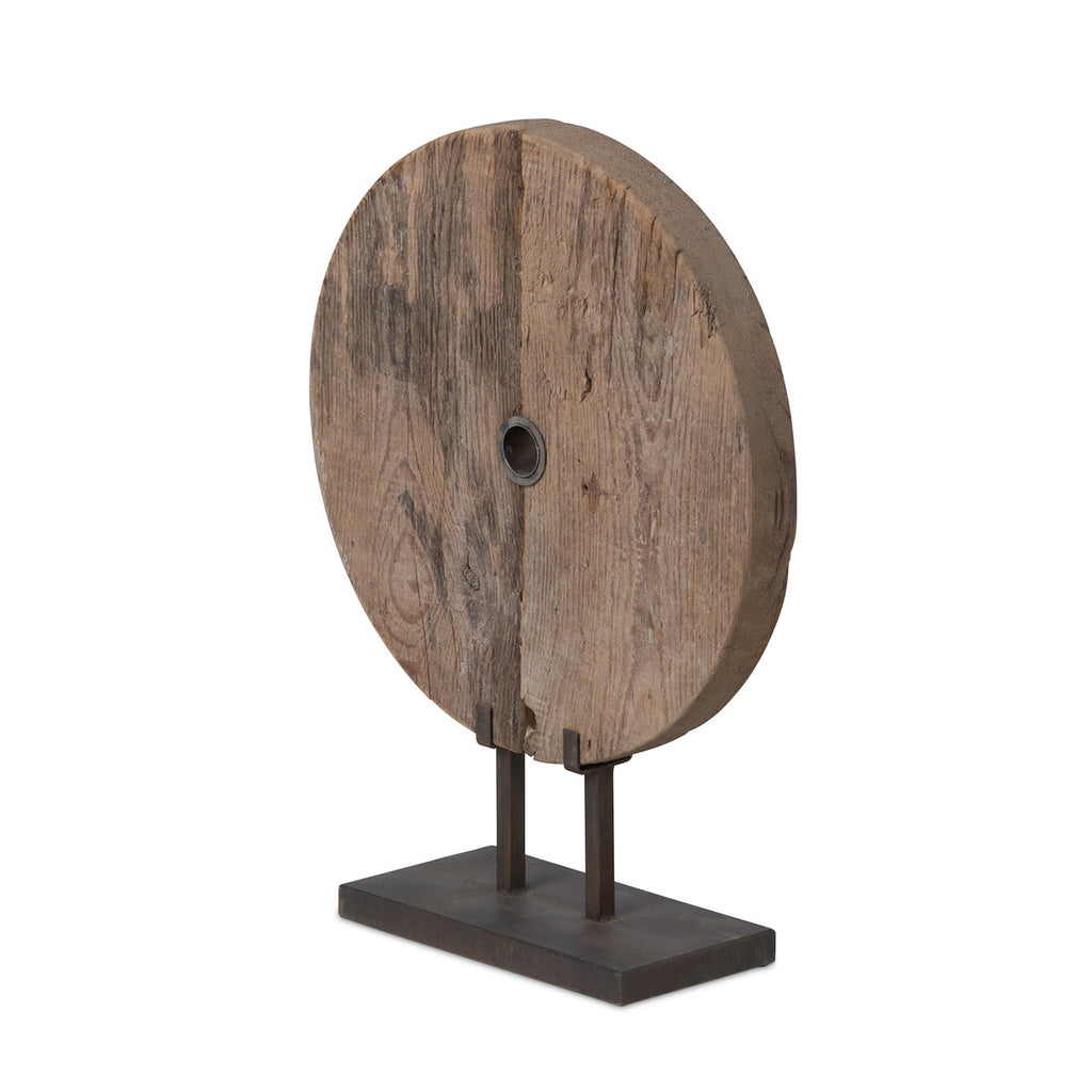 Found Wood Round Mounted Sculpture - Bombay Mercantile