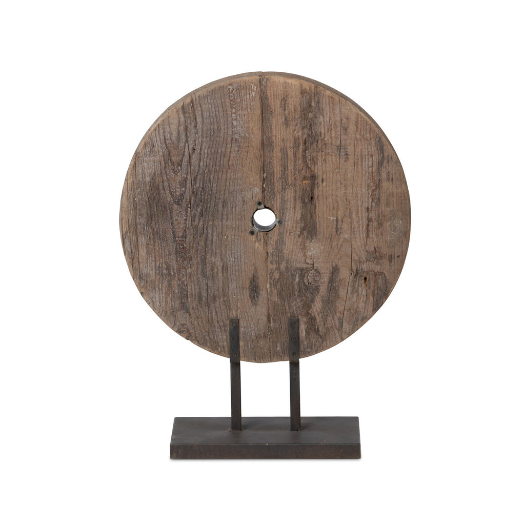 Found Wood Round Mounted Sculpture - Bombay Mercantile