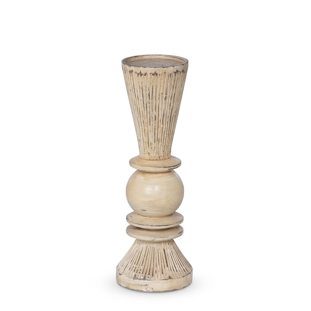 Carved Wood Tassel Pillar Holder - Bombay Mercantile