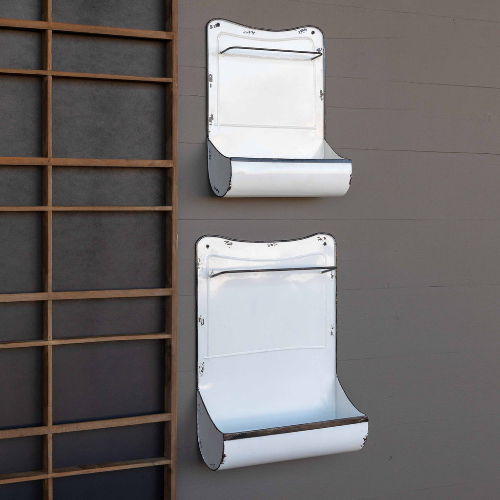 Enamel Painted Kitchen Towel Holder and Wall Bin - Bombay Mercantile