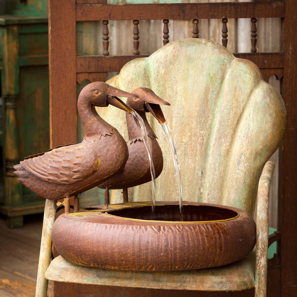 Folk Art Duck Fountain - Bombay Mercantile