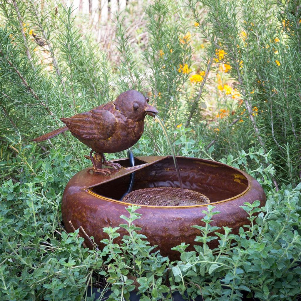 Folk Art Little Bird Fountain - Bombay Mercantile