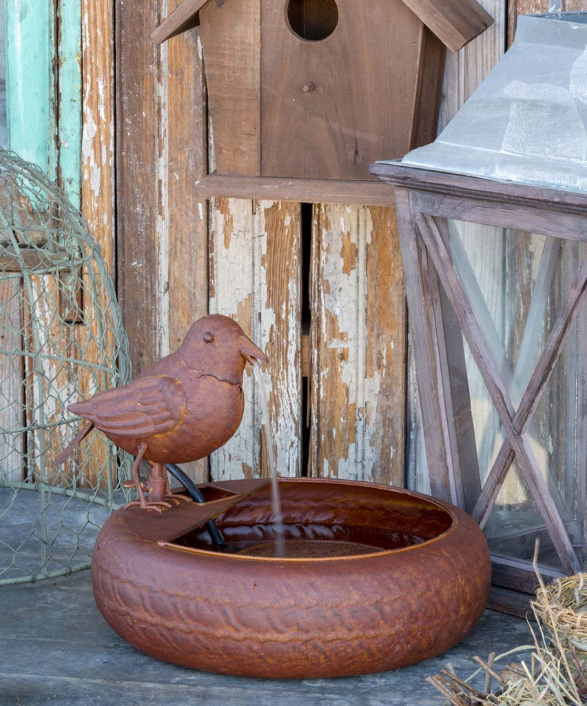 Folk Art Little Bird Fountain - Bombay Mercantile