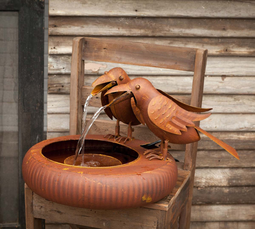 Folk Art Crows Fountain - Bombay Mercantile