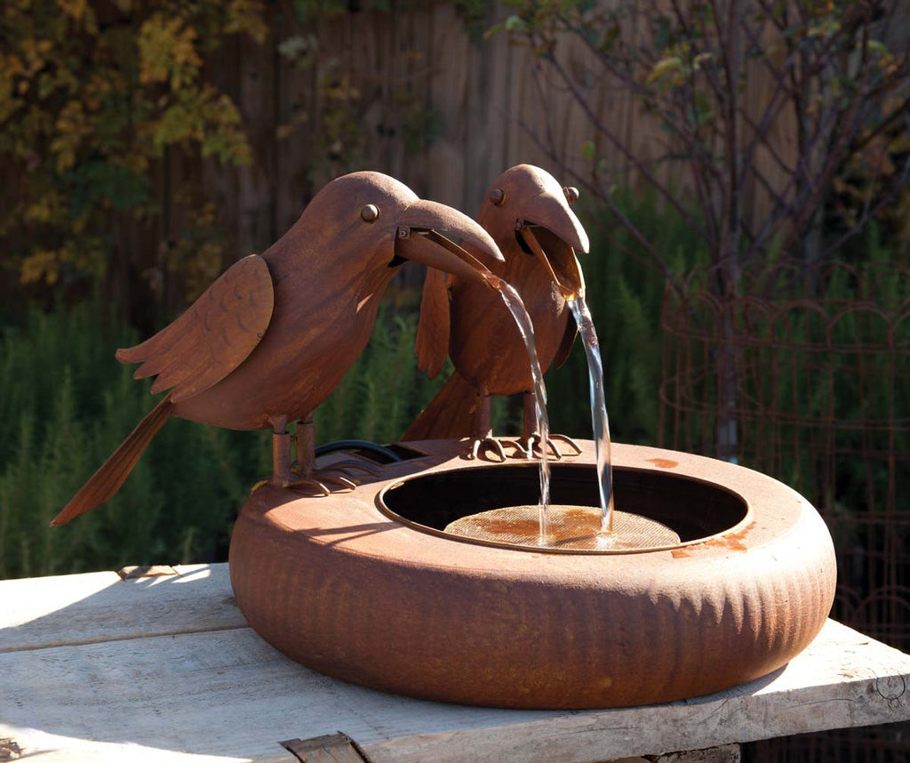 Folk Art Crows Fountain - Bombay Mercantile