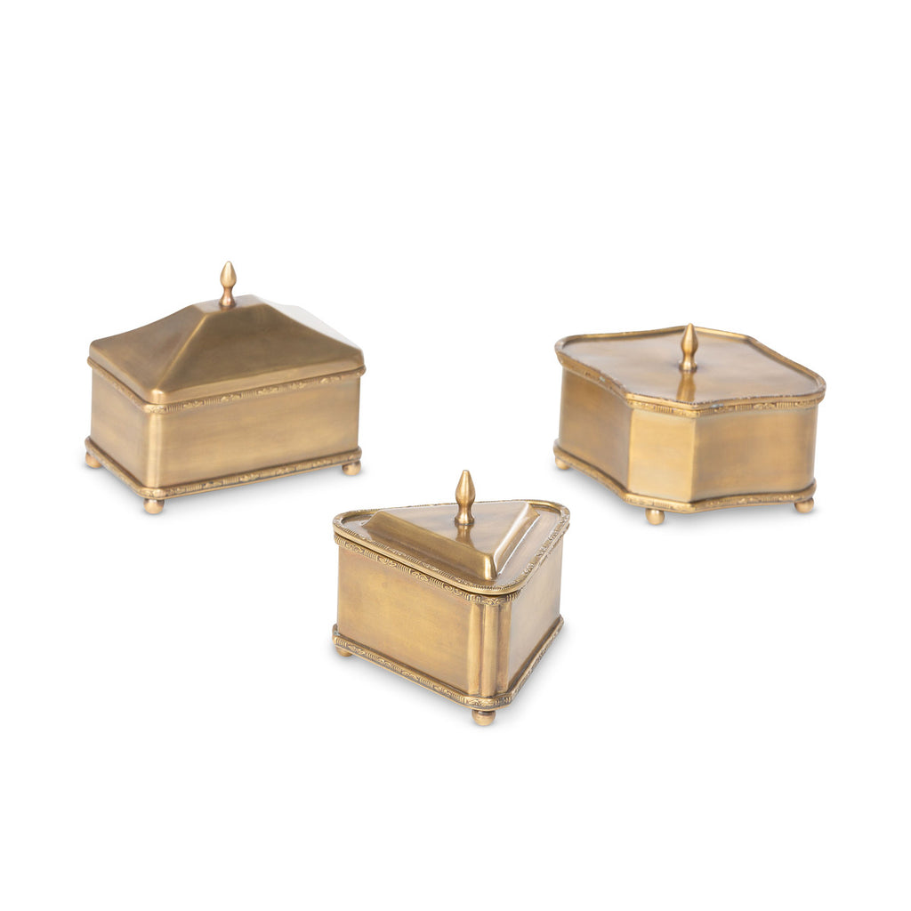 Brass Escritoire Boxes Set of 3 - Bombay Mercantile