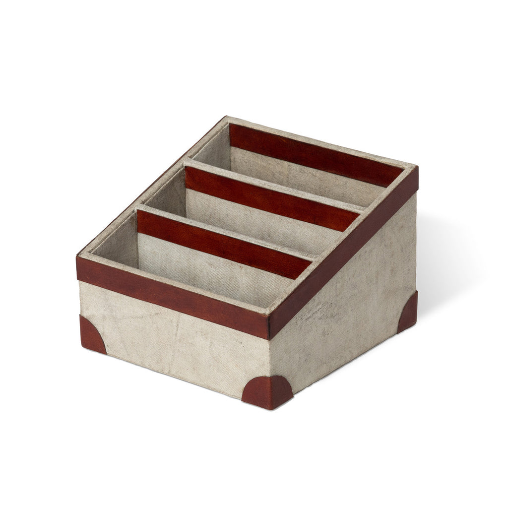 Antique Canvas Letter Holder with Genuine Leather - Bombay Mercantile
