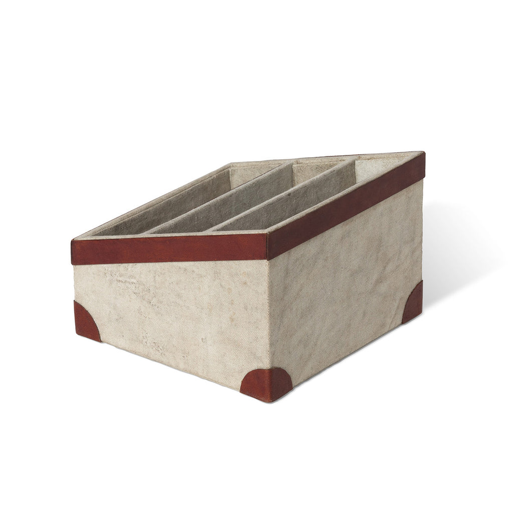 Antique Canvas Letter Holder with Genuine Leather - Bombay Mercantile