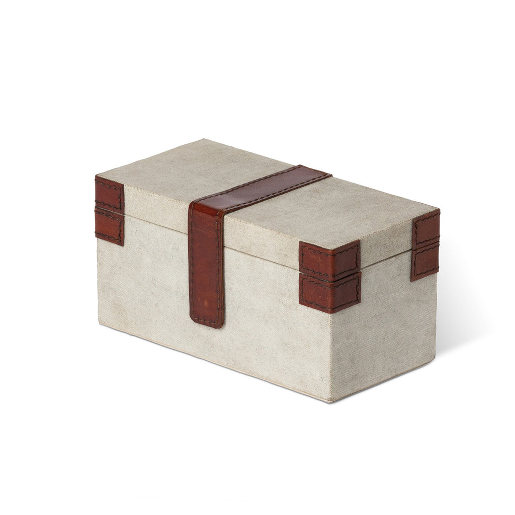 Antique Canvas Box with Genuine Leather - Bombay Mercantile