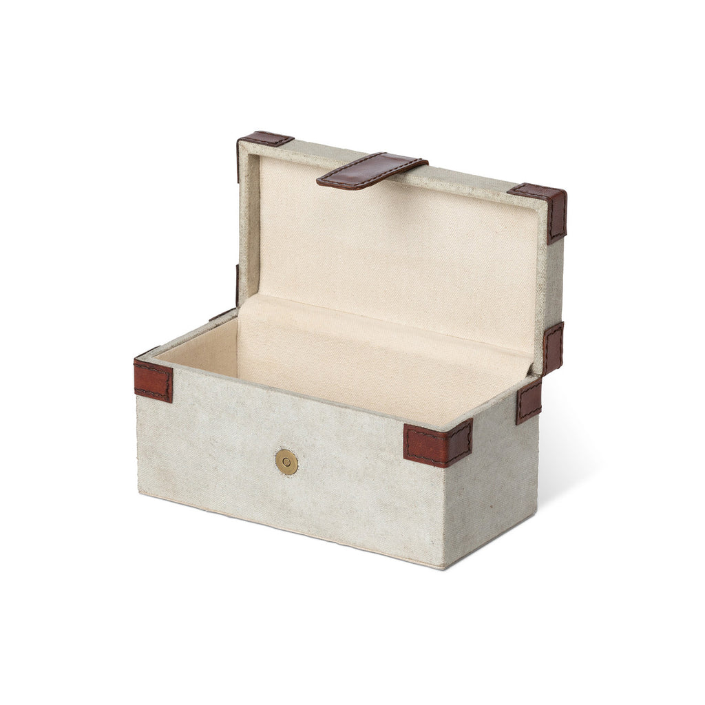 Antique Canvas Box with Genuine Leather - Bombay Mercantile