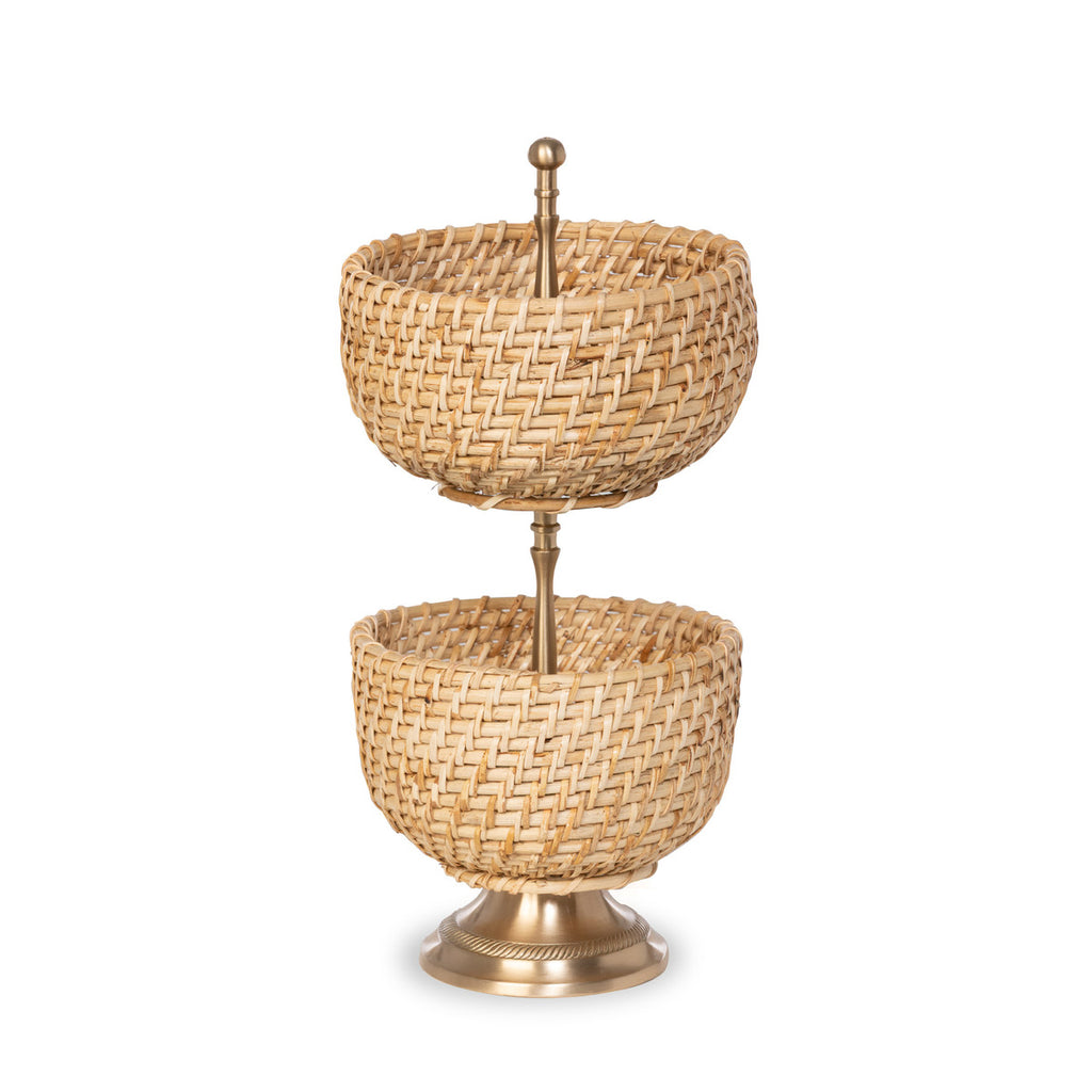 Amelia Woven Bamboo Cane Tiered Server - Bombay Mercantile