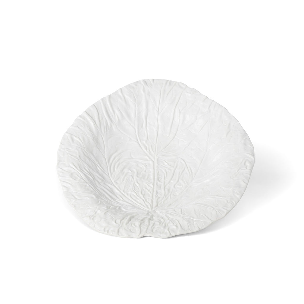 White Cabbage Leaf Ceramic Serving Platter - Bombay Mercantile