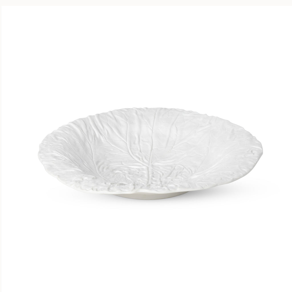 White Cabbage Leaf Ceramic Serving Platter - Bombay Mercantile