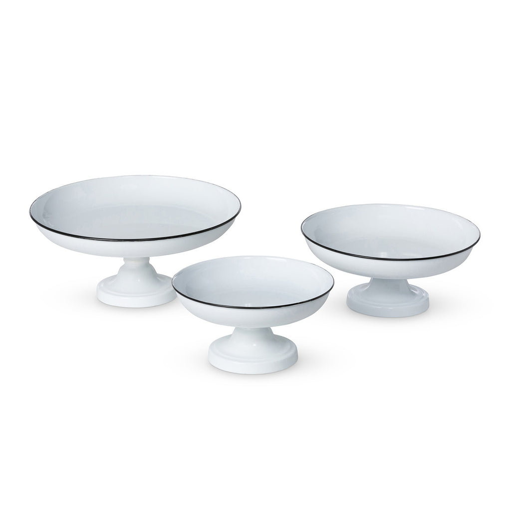 Enamelware Pedestal Servers, Set of 3 - Bombay Mercantile