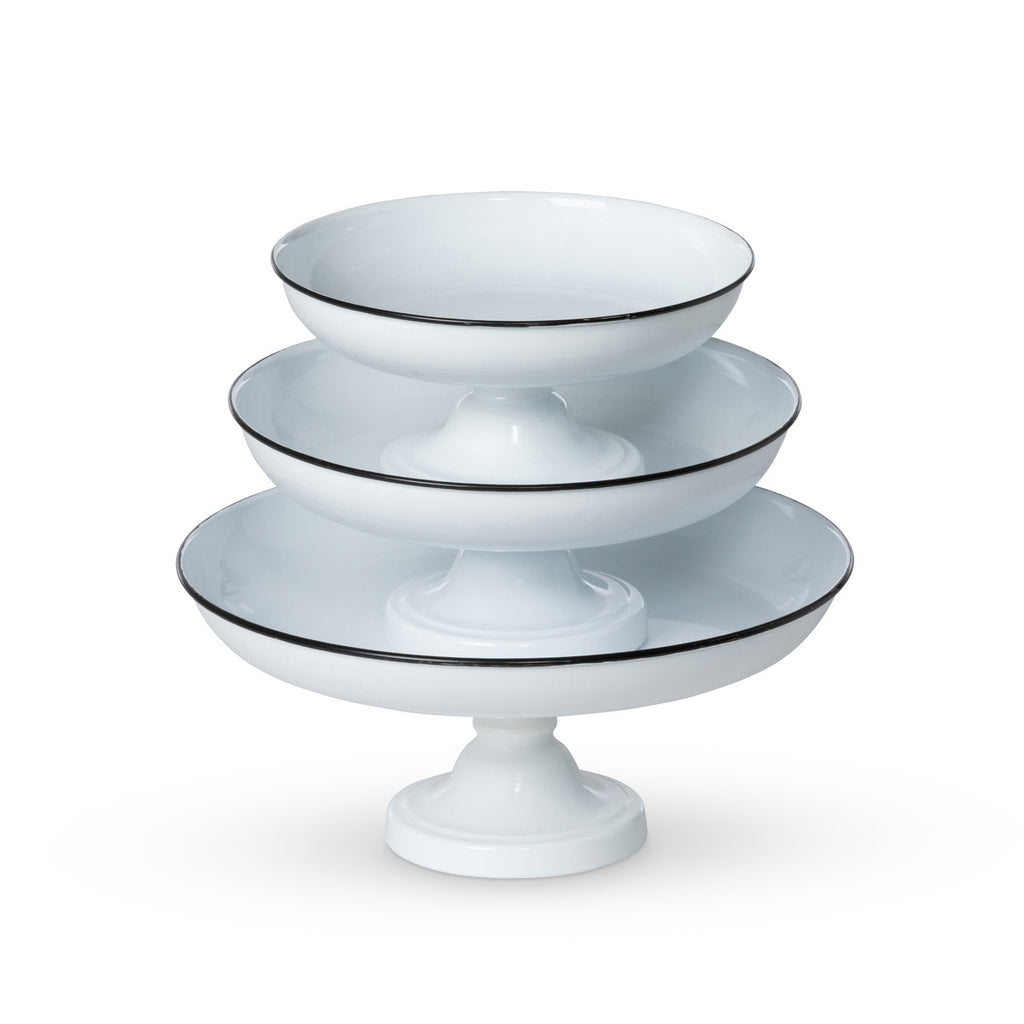 Enamelware Pedestal Servers, Set of 3 - Bombay Mercantile