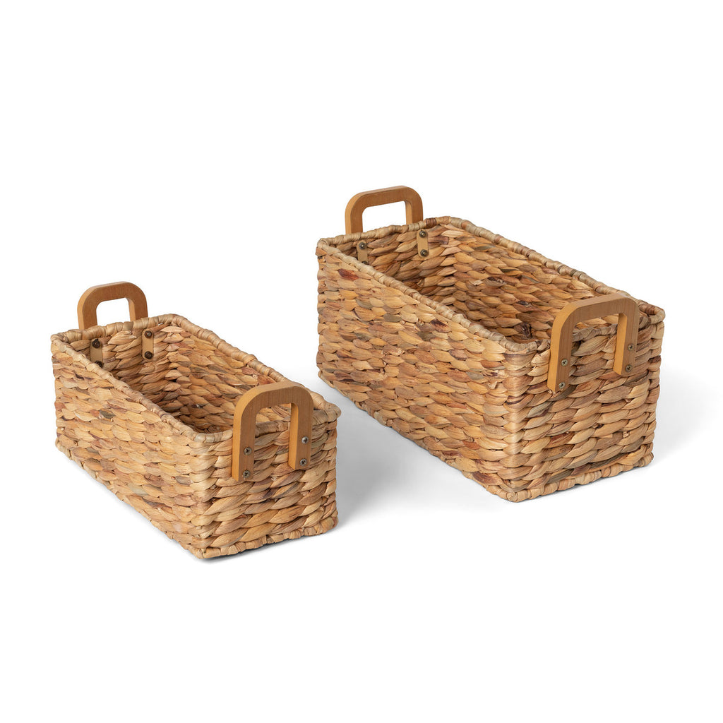 Woven Water Hyacinth Rectagle Storage Basket - Bombay Mercantile