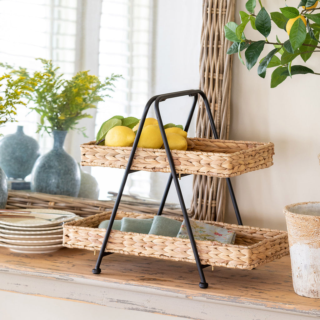 2-Tiered Water Hyacinth Server - Bombay Mercantile