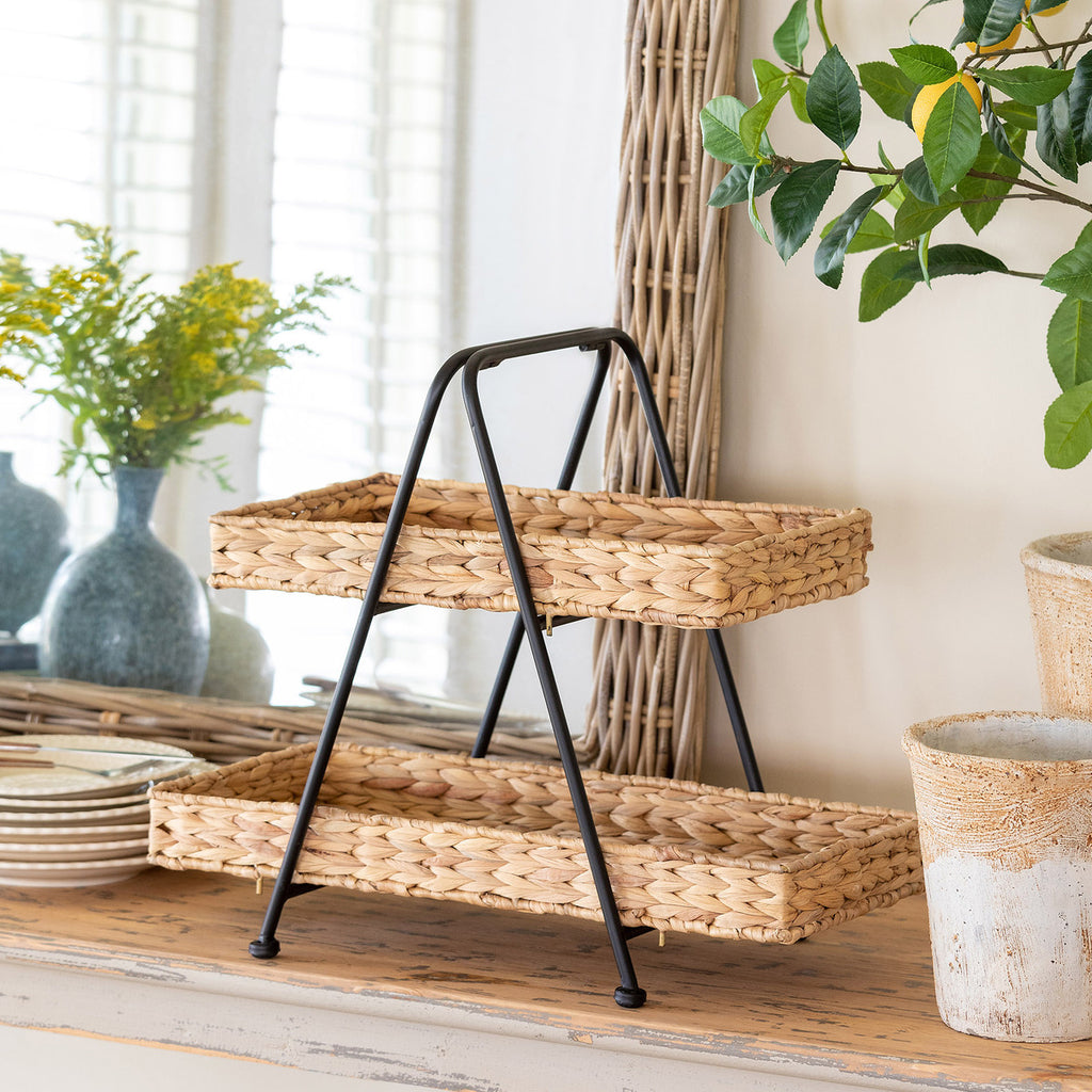 2-Tiered Water Hyacinth Server - Bombay Mercantile