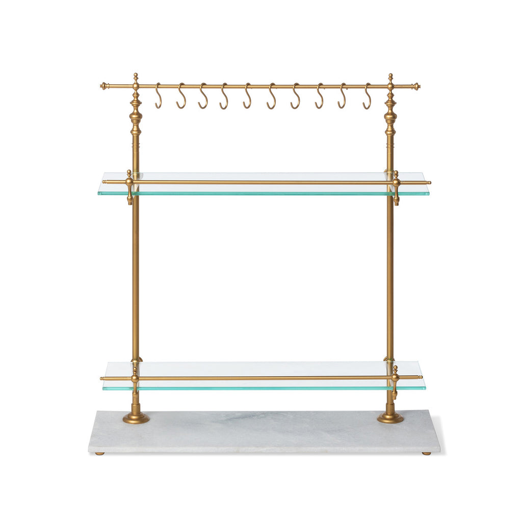 White Marble and Brass Bistro Rack - Bombay Mercantile
