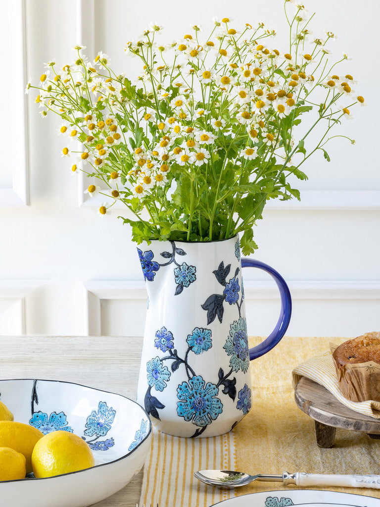 Periwinkle Vine Pattern Pitcher - Bombay Mercantile