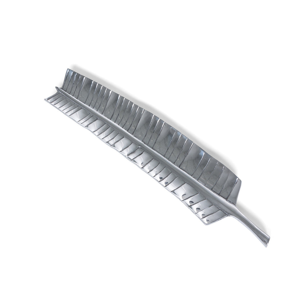 Banana Leaf Pewter Tray - Bombay Mercantile