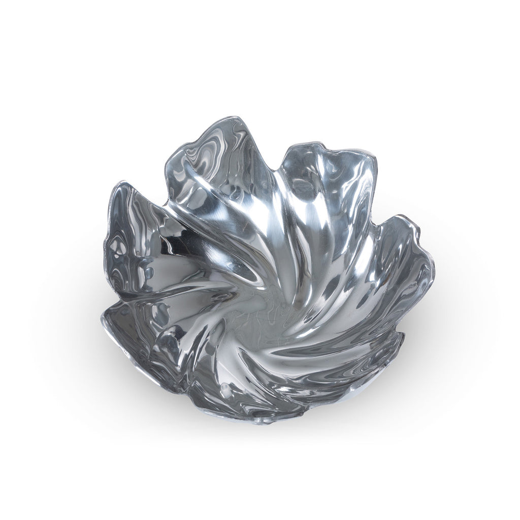 Philodendron Leaf Pewter Bowl - Bombay Mercantile