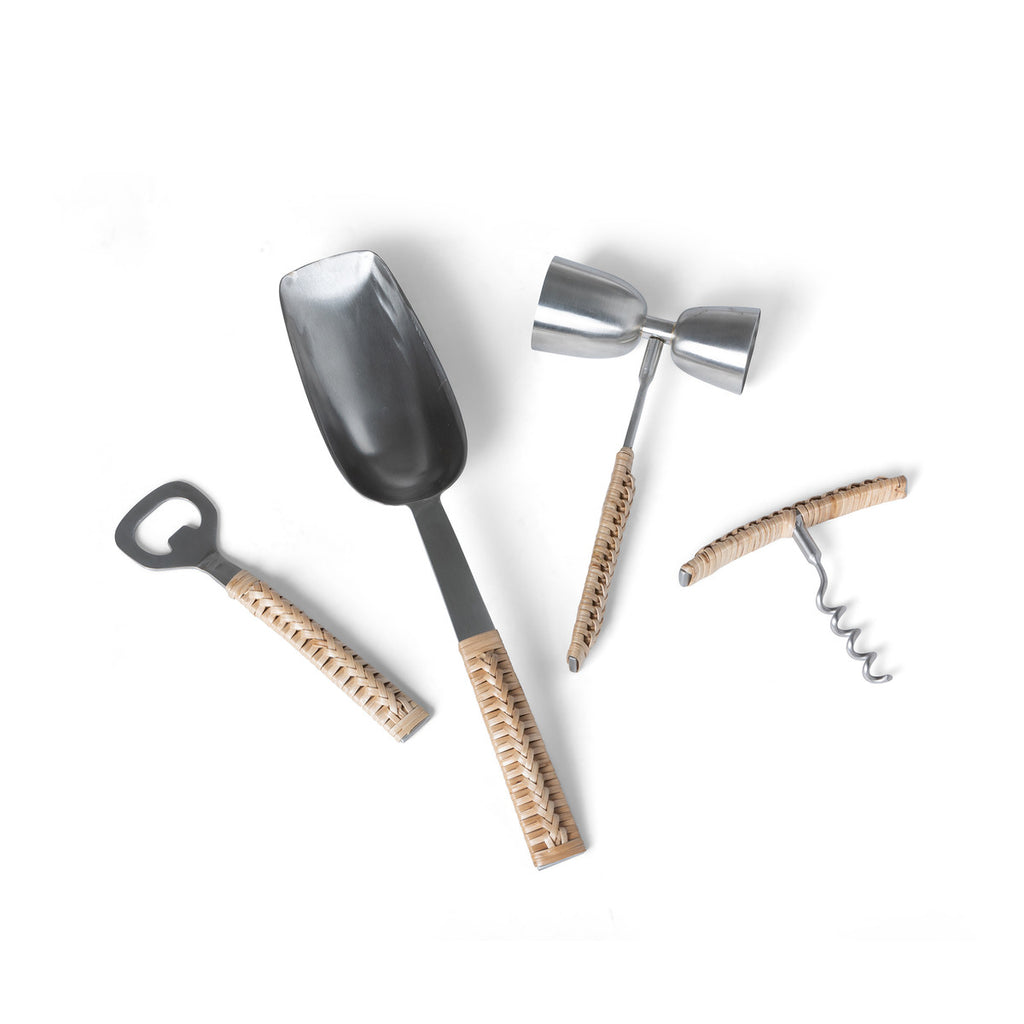 Woven Bamboo Handle Bar Tools - Bombay Mercantile