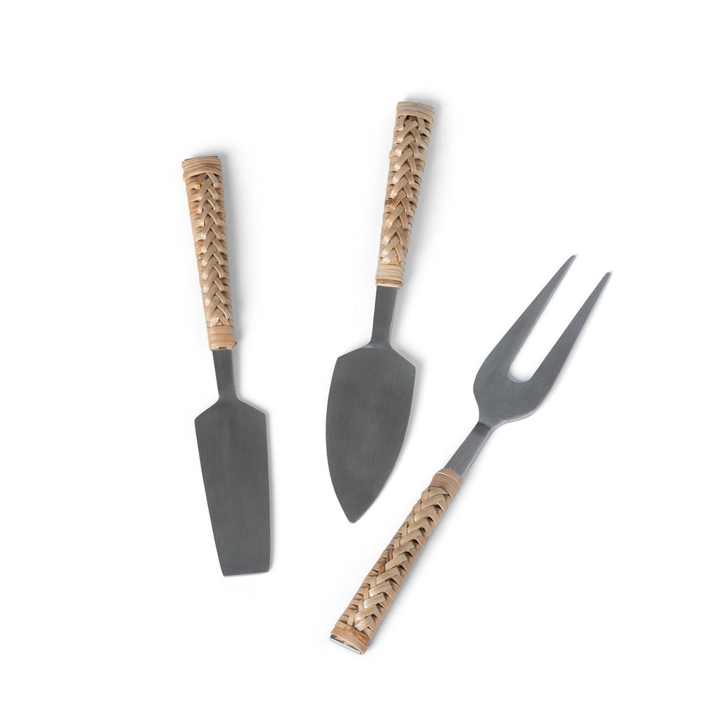 Woven Bamboo Handle Cheese Servers - Bombay Mercantile