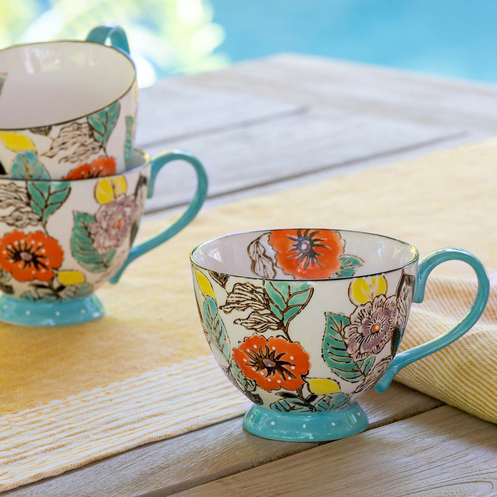 Poppy Garden Cappuccino Cup - Bombay Mercantile