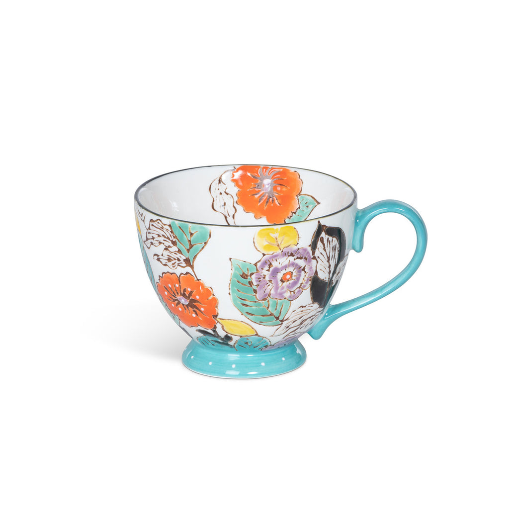 Poppy Garden Cappuccino Cup - Bombay Mercantile