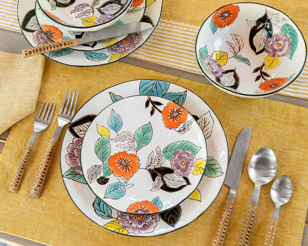 Poppy Garden Stoneware Salad Plate - Bombay Mercantile
