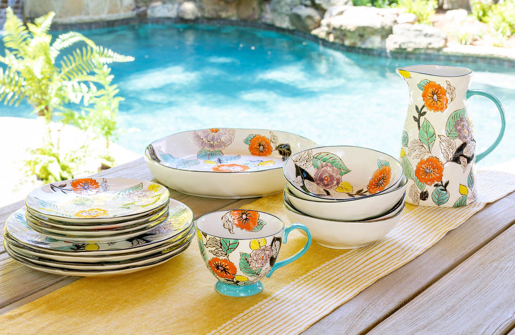Poppy Garden Stoneware Salad Plate - Bombay Mercantile