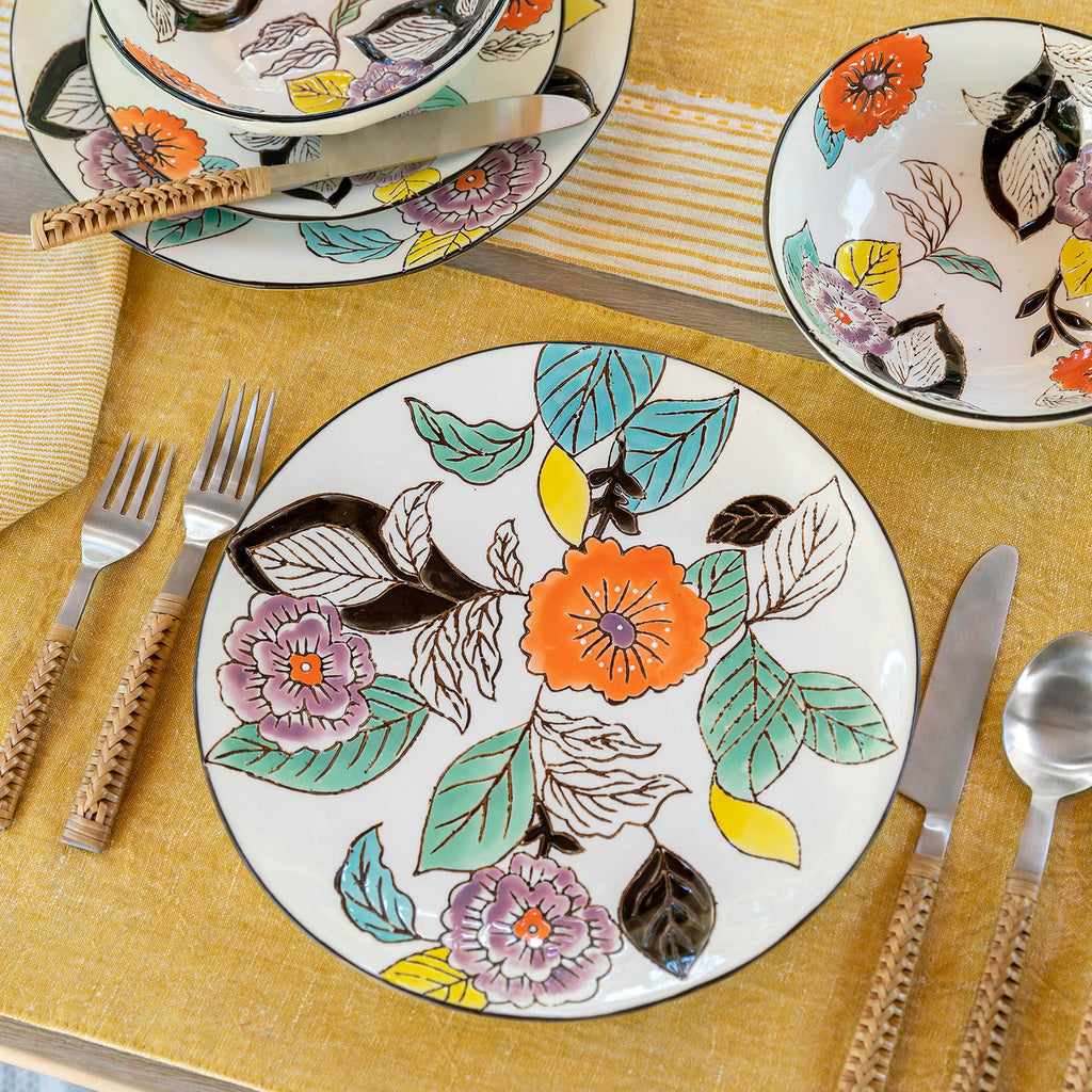Poppy Garden Stoneware Dinner Plate - Bombay Mercantile