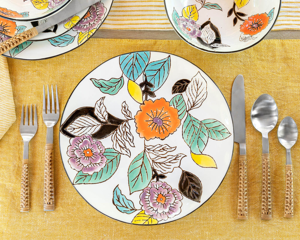 Poppy Garden Stoneware Dinner Plate - Bombay Mercantile