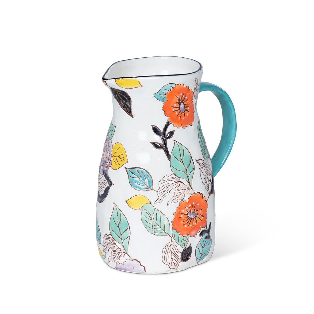 Poppy Garden Stoneware Pitcher - Bombay Mercantile