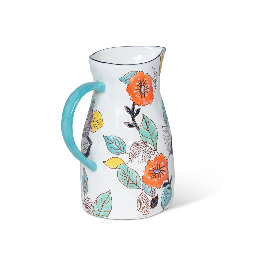 Poppy Garden Stoneware Pitcher - Bombay Mercantile