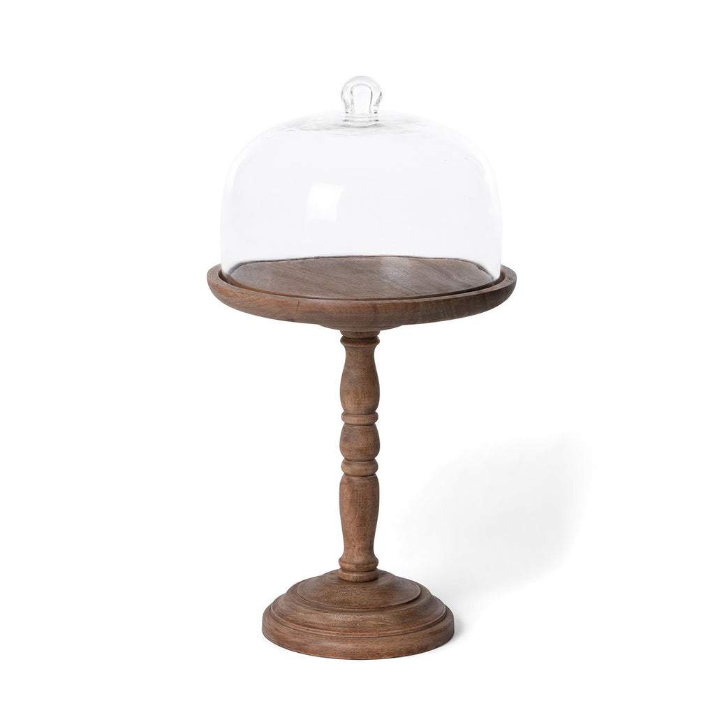 Elevated Wood Server with Glass Dome - Bombay Mercantile