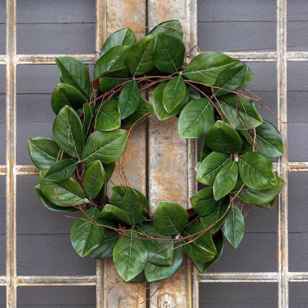 Magnolia Leaf and Twig Wreath - Bombay Mercantile
