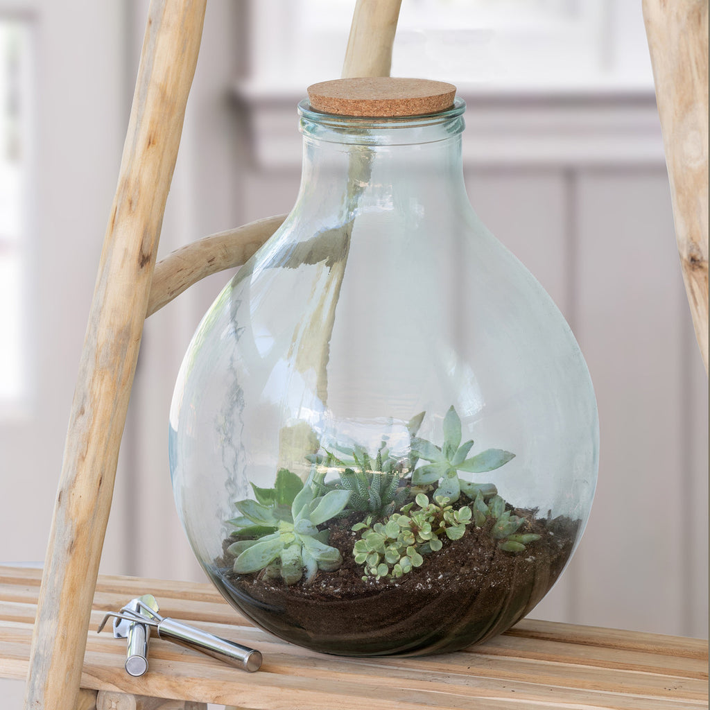 Glass Terrarium with Garden Tools - Bombay Mercantile