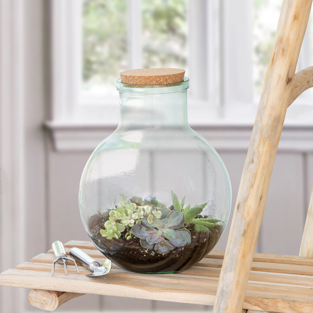 Glass Terrarium with Garden Tools - Bombay Mercantile