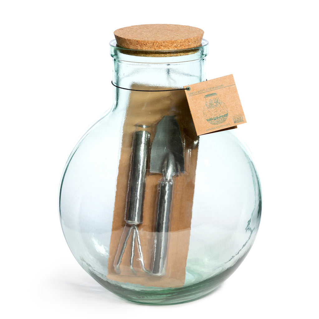 Glass Terrarium with Garden Tools - Bombay Mercantile
