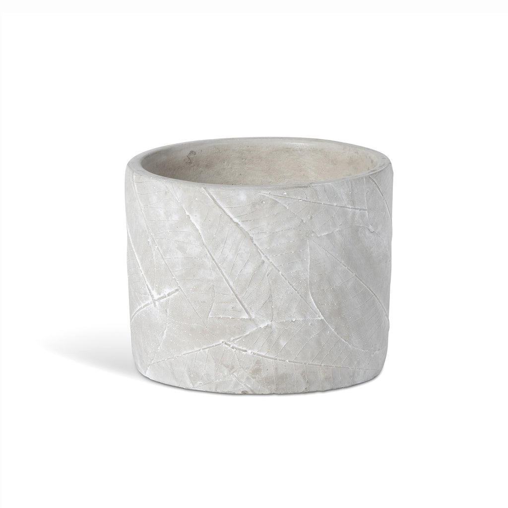 Large Leaf Embossed Cement Pot - Bombay Mercantile