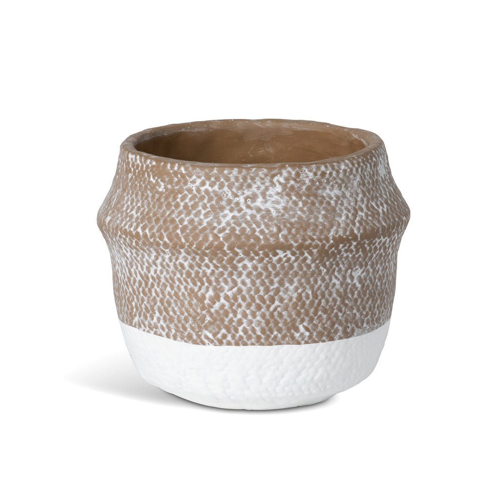 Woven Pattern Cement Pot - Bombay Mercantile