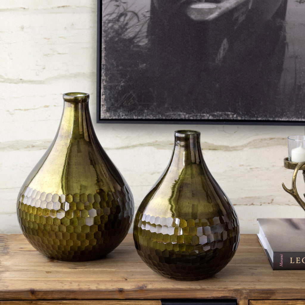 Honeycomb Engraved Bottle Vase - Bombay Mercantile