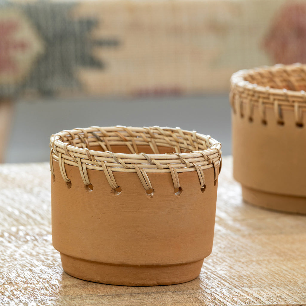Terra Cotta Woven Pot - Bombay Mercantile