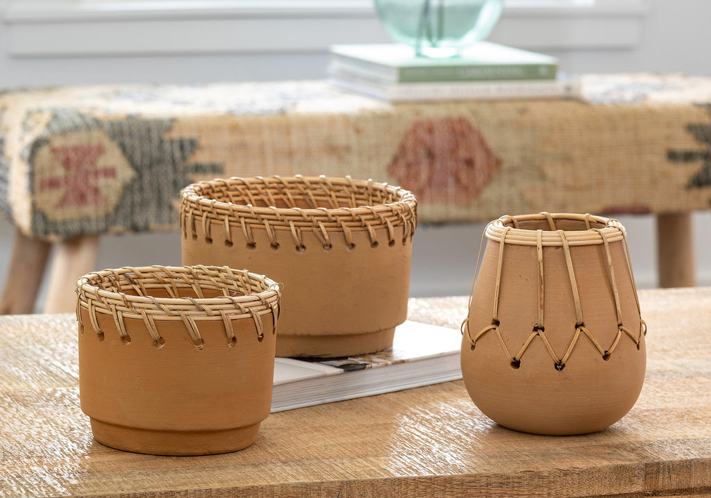 Terra Cotta Woven Pot - Bombay Mercantile